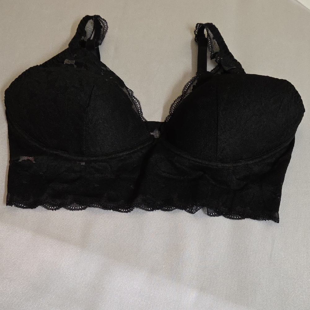 Victoria's Secret Pink Bralette Black Lace Sexy Adjustable Straps XL